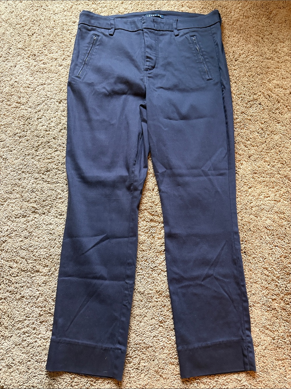 Women’s Level 99 Navy Straight-Leg Chinos